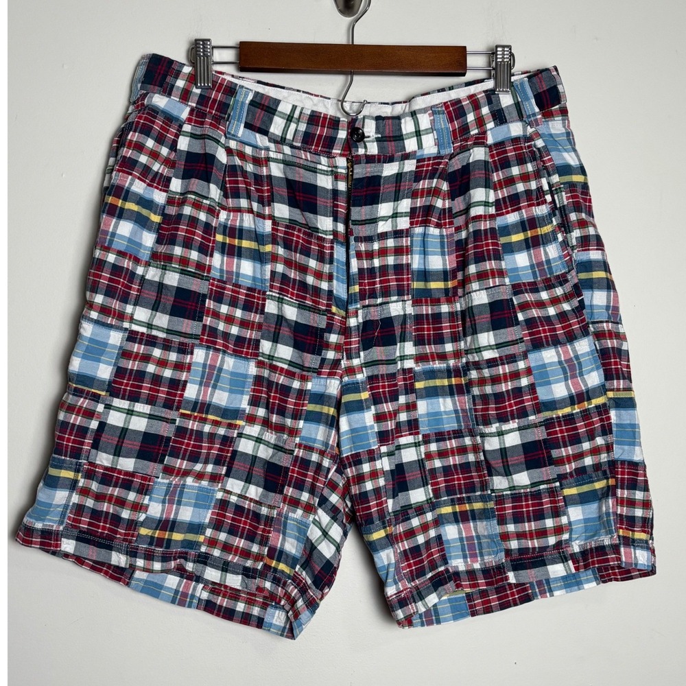 Jos. A. Bank Mens Patchwork Madras Plaid Shorts‎ 36 Multi-Color Cotton Preppy